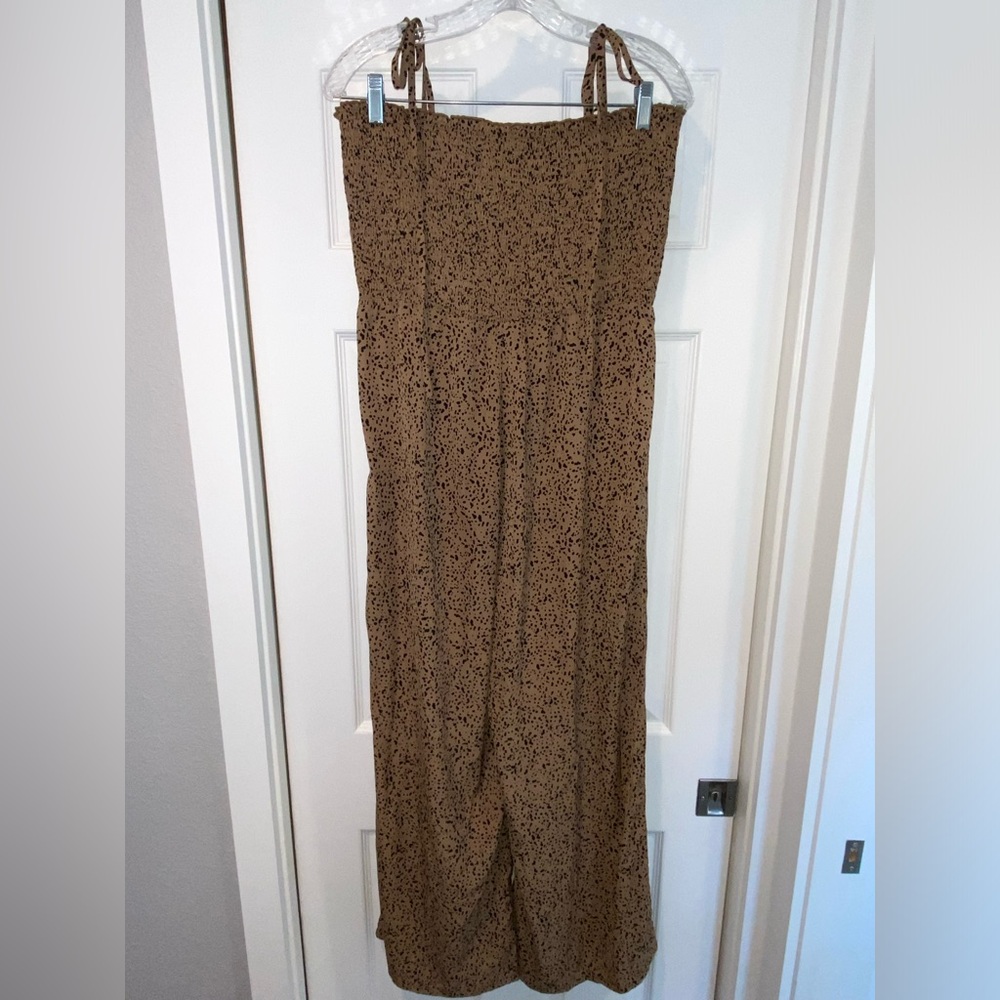 Leopard Pant Jumpsuit Ruched Top & Tie Straps